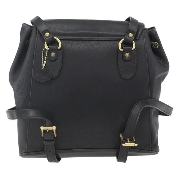 BALLY Backpack Leather Black Gold Auth ka1313